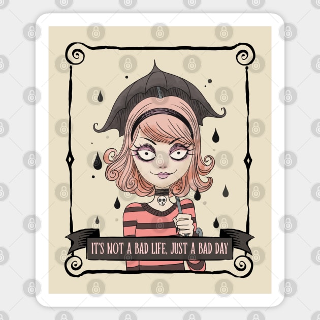 Cute Emo Girl Holding an Umbrella - Rainy Day Magnet by SunGraphicsLab